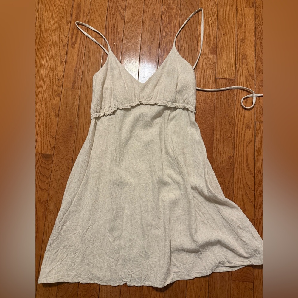 Cream Spaghetti Strap Mini Dress